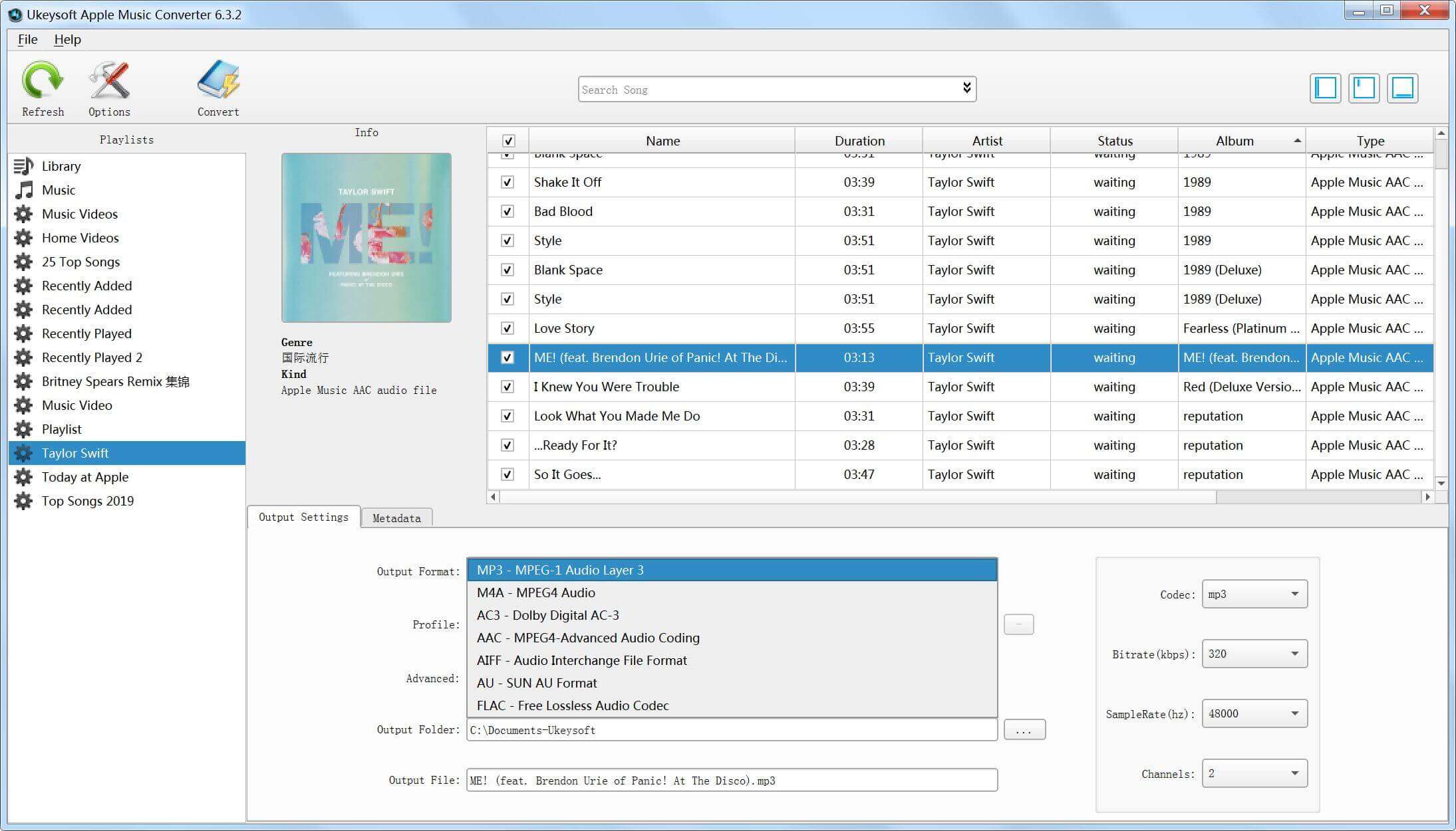 choose output format