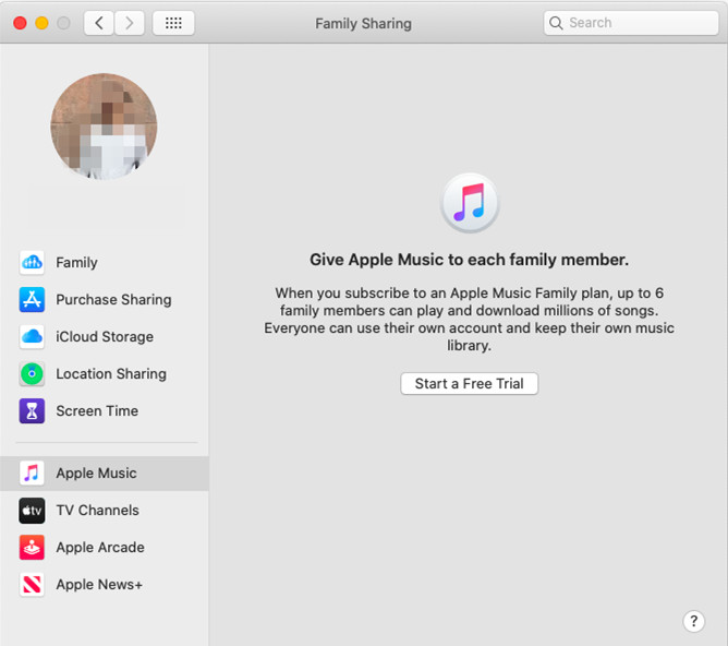 apple music family sharing on mac