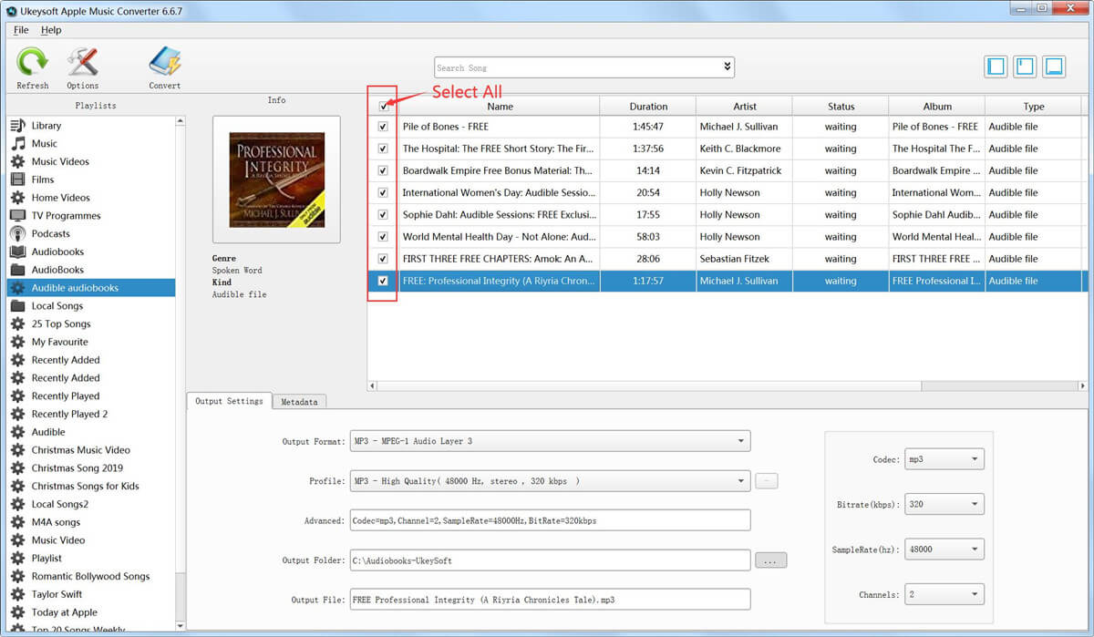 Select the Audible Audiobooks