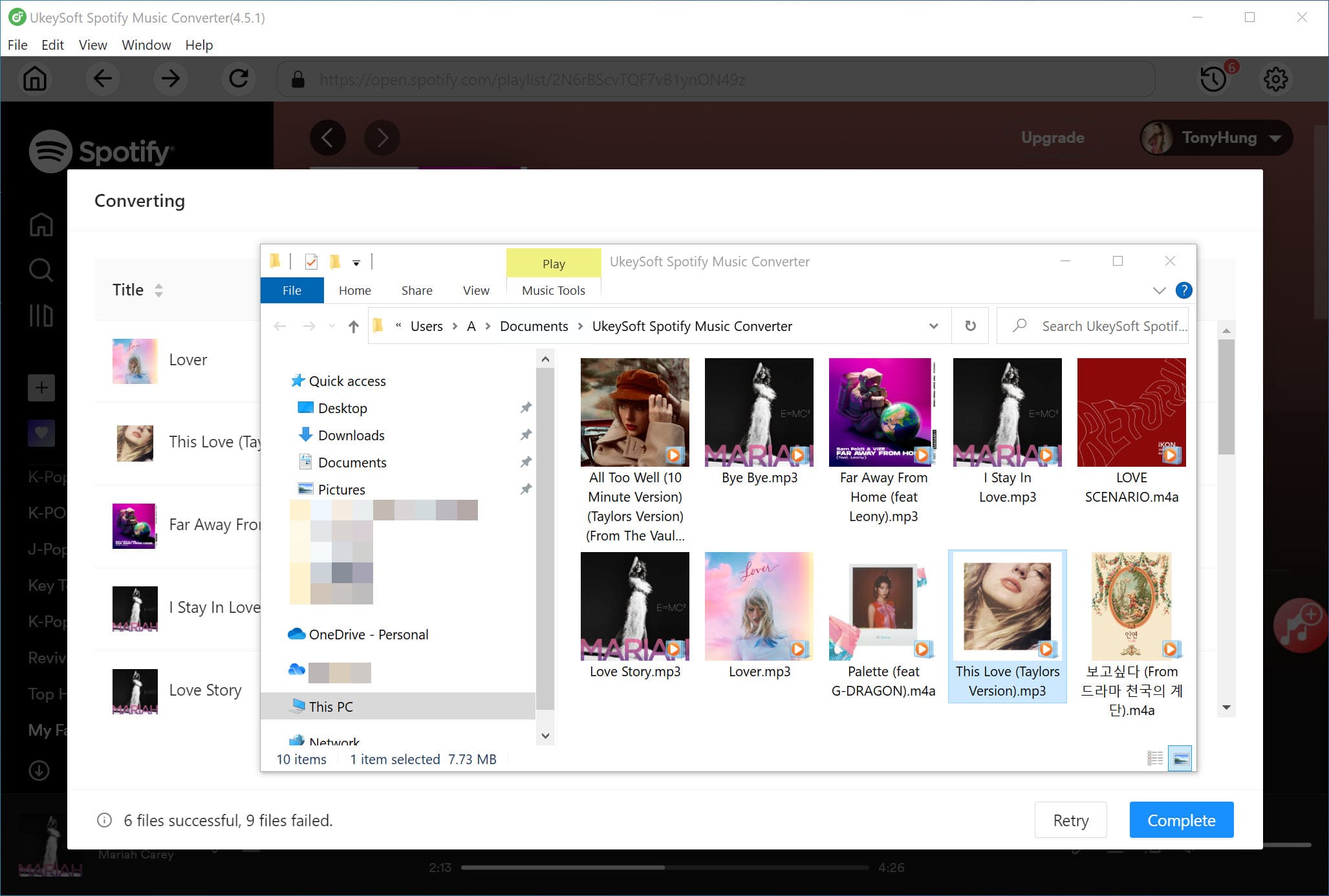 find the converted Spotify music